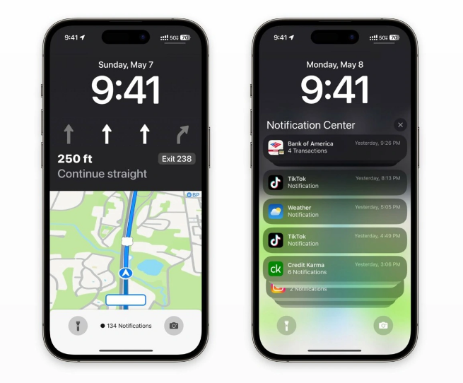 田家庵苹果维修服务分享iOS17锁屏地图导航半屏显示长什么样 